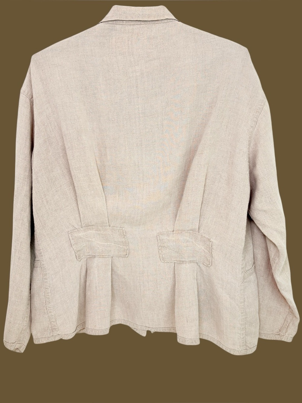 Vtg Angelheart Designs FLAX 100% Linen Oversized Lagom Blazer Lagenlook USA L - Picture 4 of 10